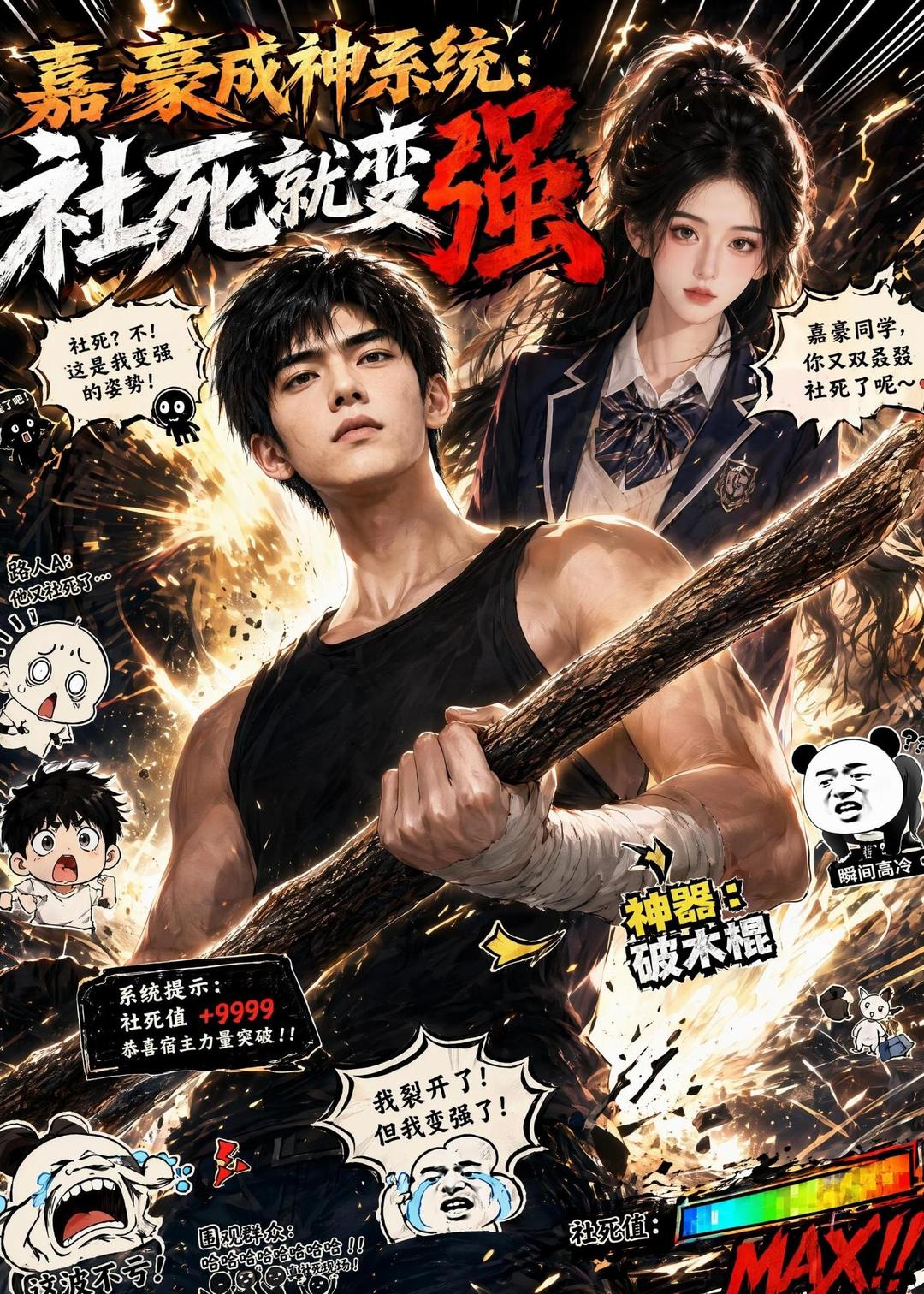 嘉豪成神系统：社死就变强海报