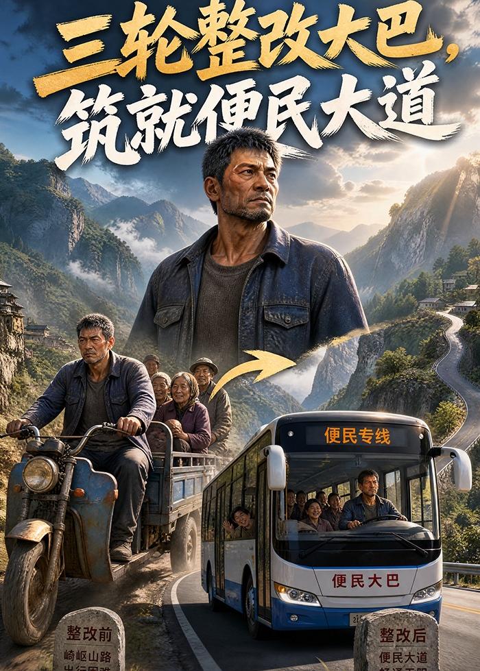三轮整改大巴，筑就便民大道海报