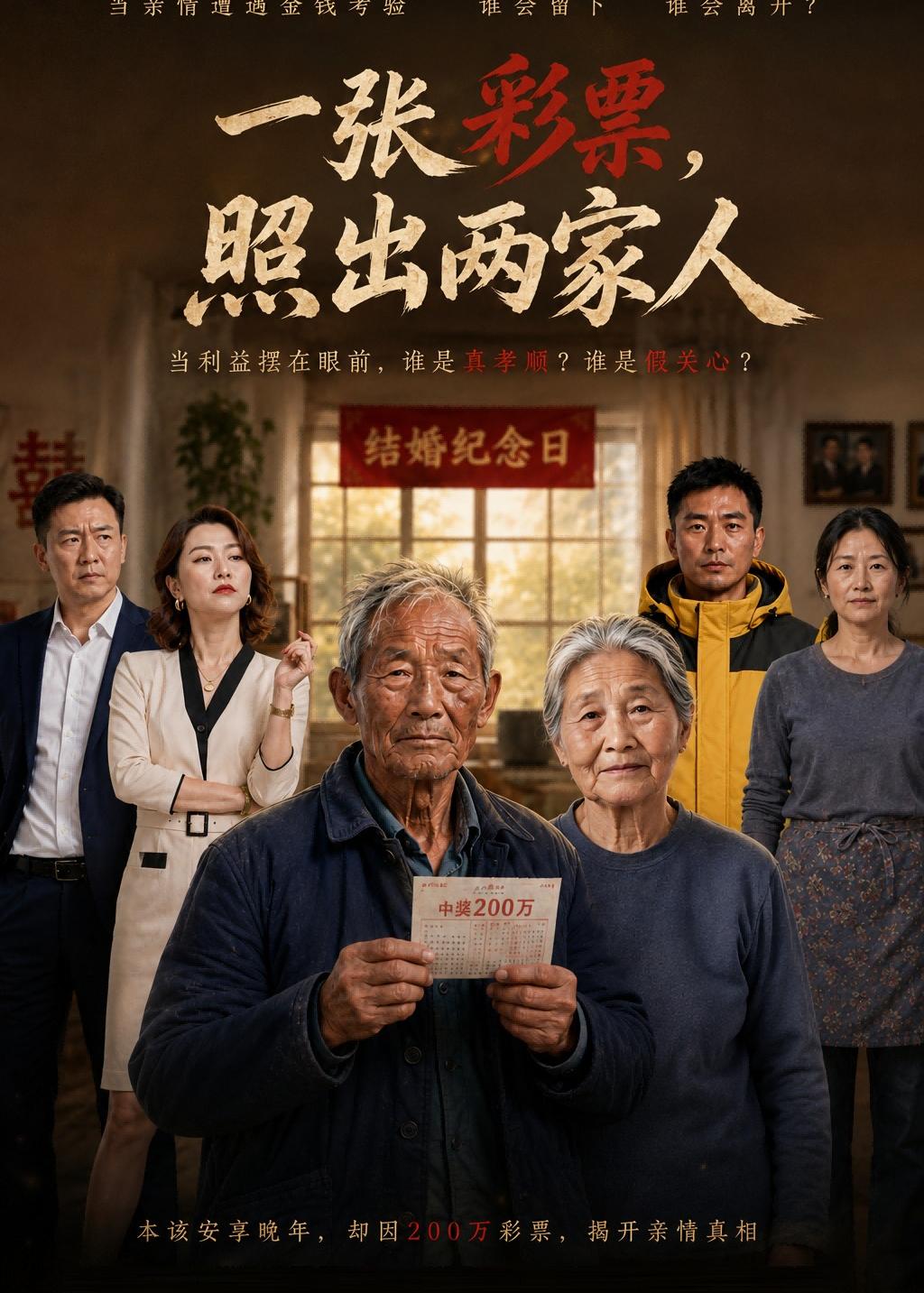 一张彩票，照出两家人海报