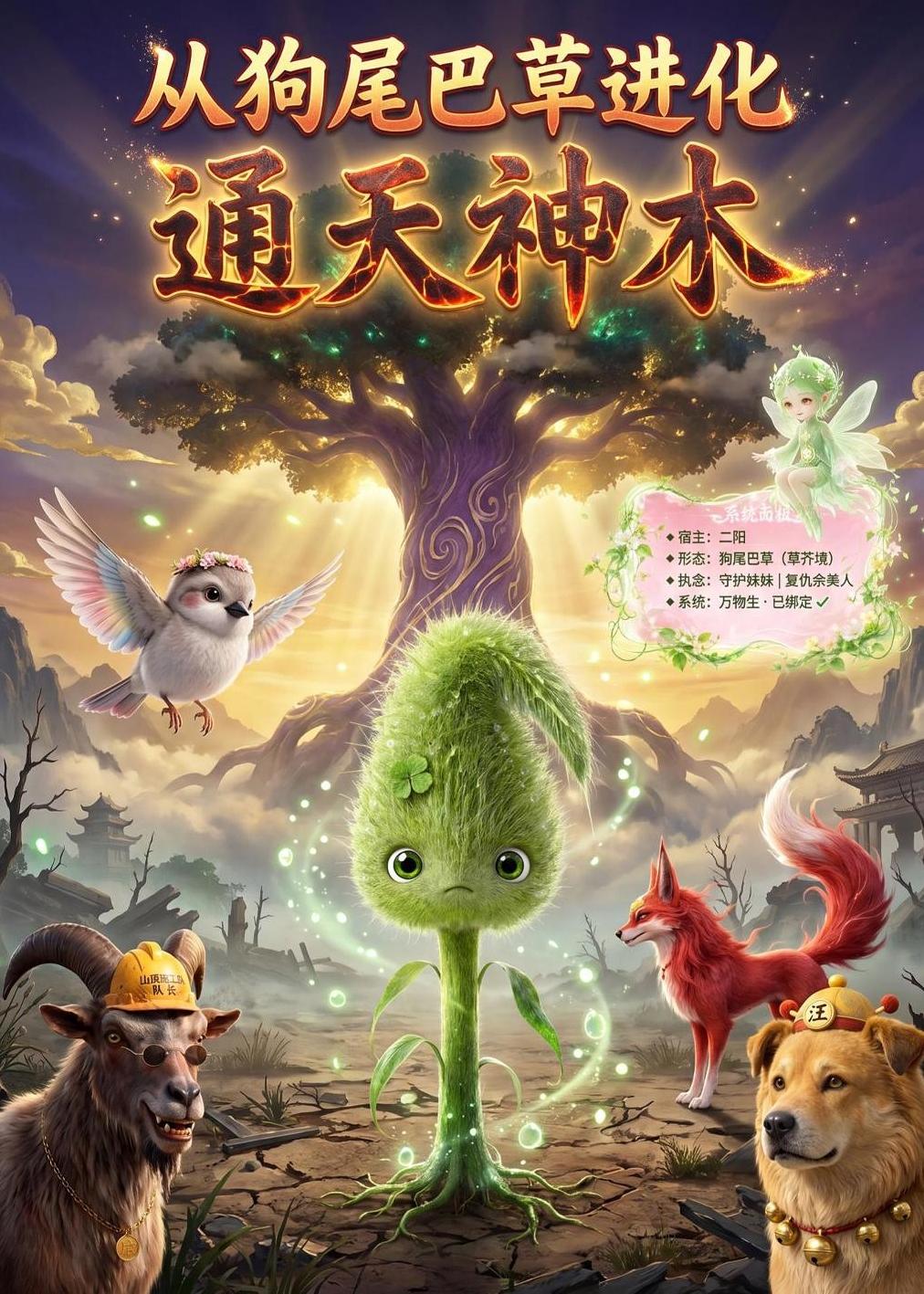 从狗尾巴草进化通天神木海报